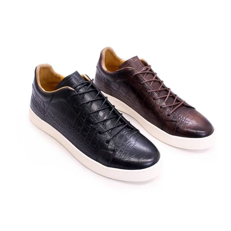 Pánska Obuv Pre Voľný Čas Crocodile Leather Chic Croc Textúra - Čierna