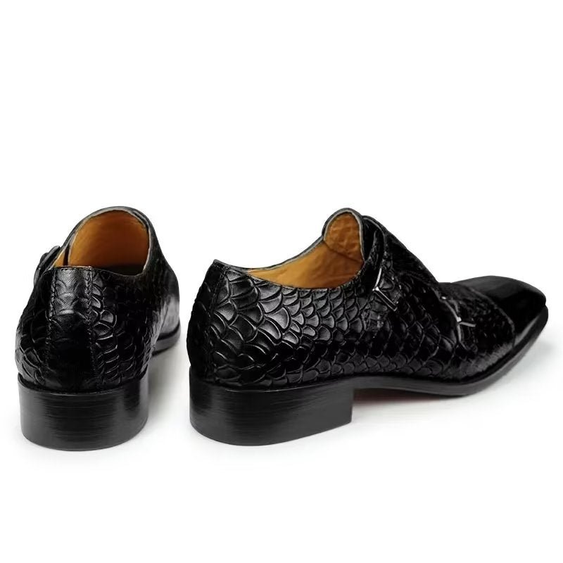 Pánska Spoločenská Obuv Elegantné Kožené Svadobné Topánky Brogue - Čierna