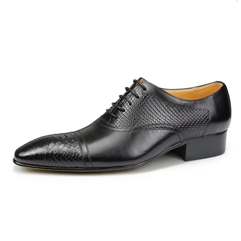 Pánska Spoločenská Obuv Elegantné Šnurovacie Svadobné Topánky Z Kože Brogue - Čierna