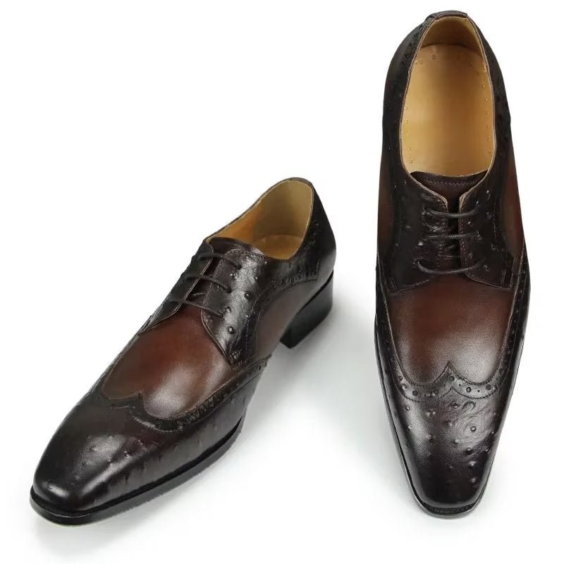 Pánska Spoločenská Obuv Modish Bespoke Brogue Kožená Svadobná - Káva