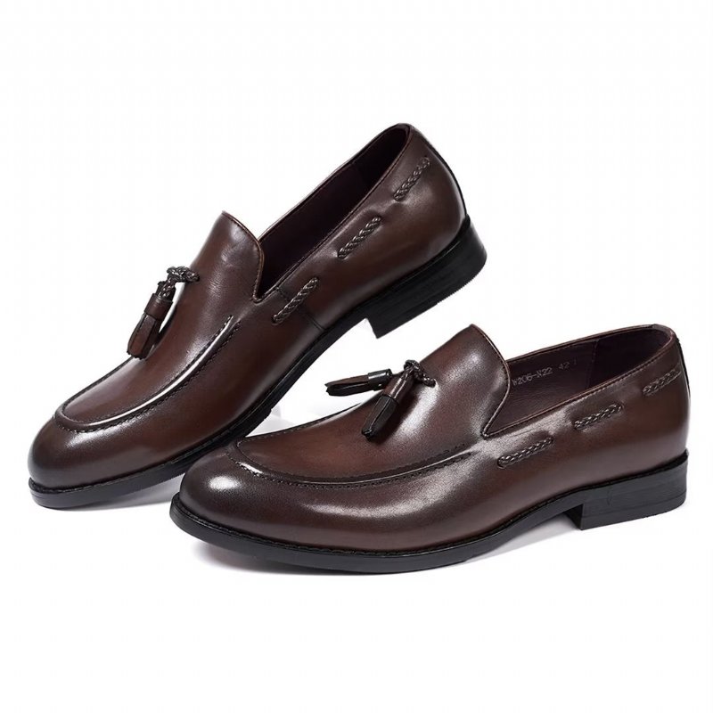 Pánska Spoločenská Obuv Sofistikované Allure Leather Slip-on - Hnedá
