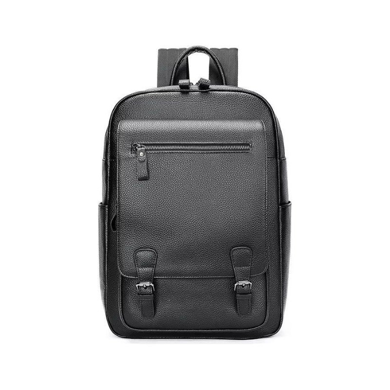 Pánske Batohy Business Travel Tech Backpack Z Hovädzej Kože - Čierna