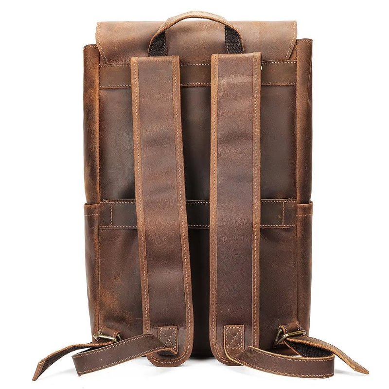 Pánske Batohy Z Hovädzej Kože Business Travel Computer Backpack - Káva