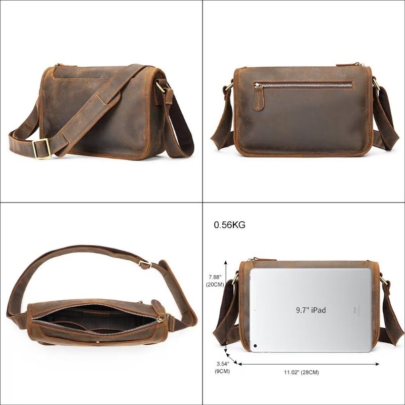 Pánske Kabelky Cez Rameno Klasická Crossbody Kabelka Z Pravej Kože - Káva