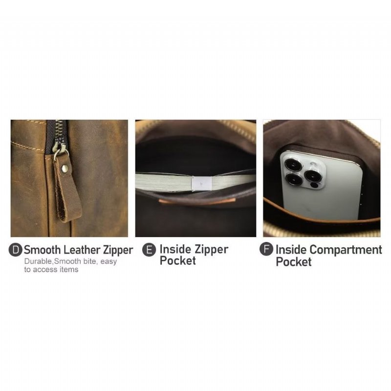 Pánske Kabelky Cez Rameno Luxusná Kožená Kabelka S Klopou Classic Crossbody - Káva