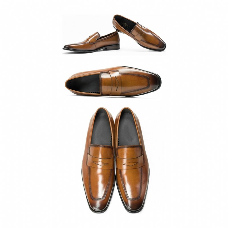 Pánske Mokasíny Exotic Pointed Toe Brogue - Hnedá