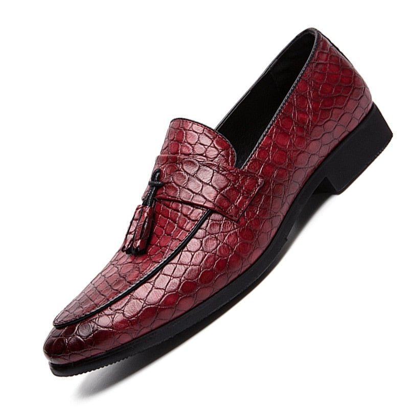 Pánske Mokasíny Luxusné Crocodile - Červená