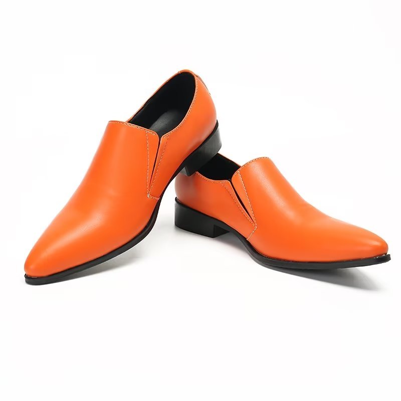 Pánske Mokasíny Luxusné Z Hladkej Kože Elegantné Nazúvacie - Oranžová