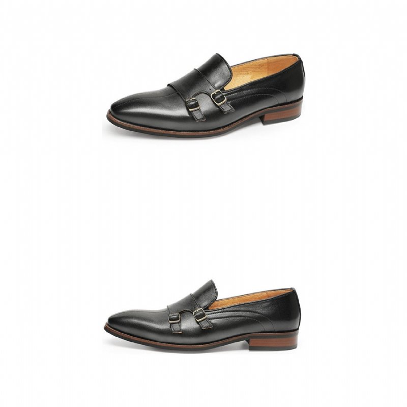 Pánske Mokasíny Na Párty Z Rafinovanej Exotickej Kože Monk Strap - Čierna