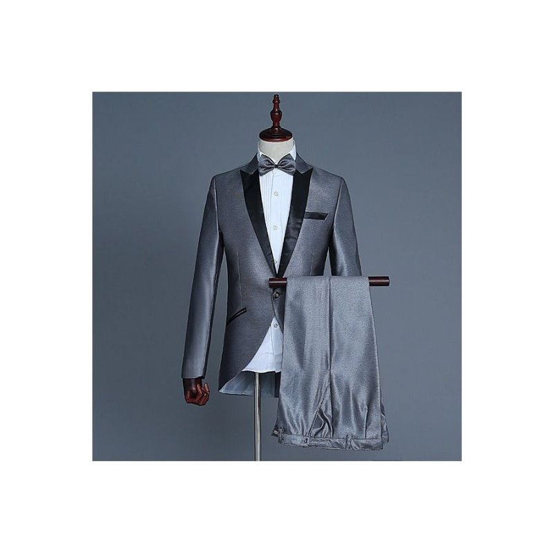 Pánske Obleky Skinny Fit High Top Suit - Sivá