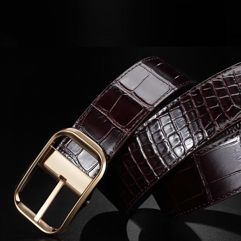 Pánske Opasky Exquisite Croc-embossed Leather Belt - Striebro 1