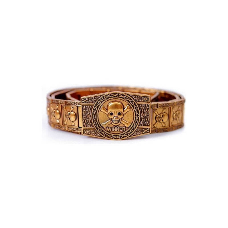 Pánske Opasky Skull & Crossbones Stainless Steel Edgy Buckle Belt - Zlatá