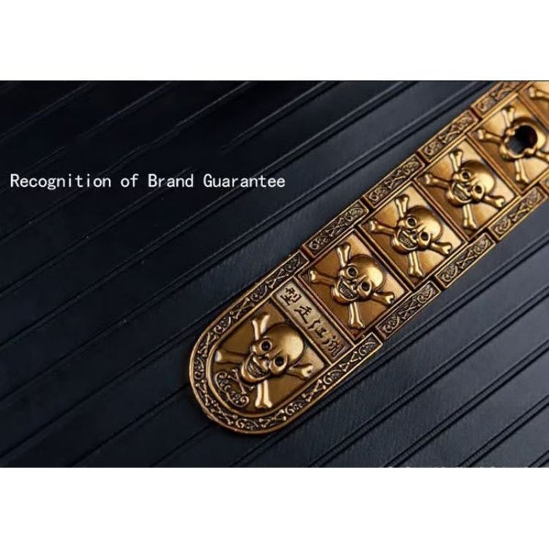 Pánske Opasky Skull & Crossbones Stainless Steel Edgy Buckle Belt - Zlatá