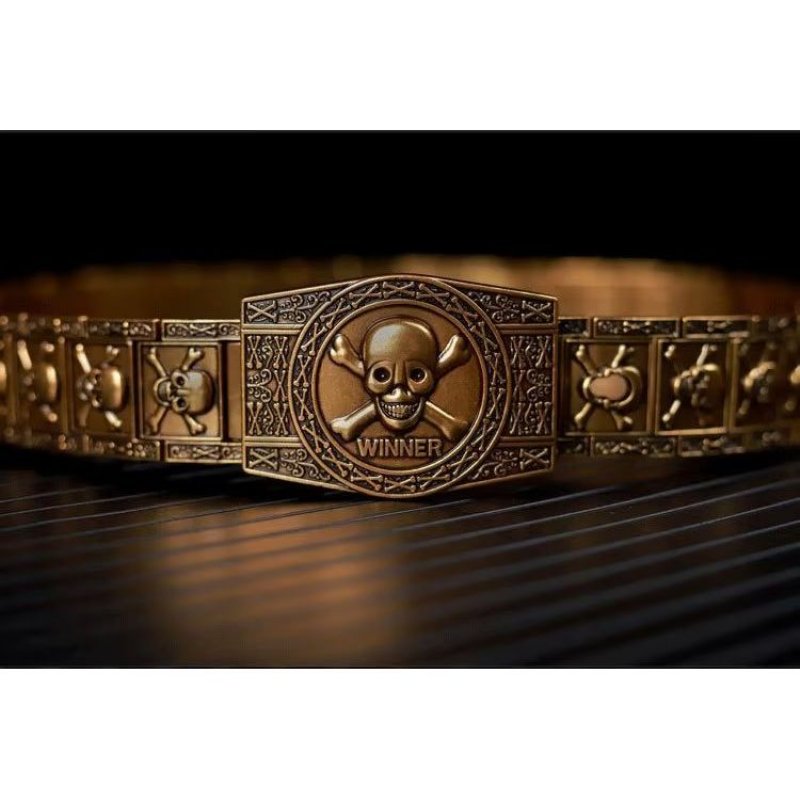 Pánske Opasky Skull & Crossbones Stainless Steel Edgy Buckle Belt - Zlatá