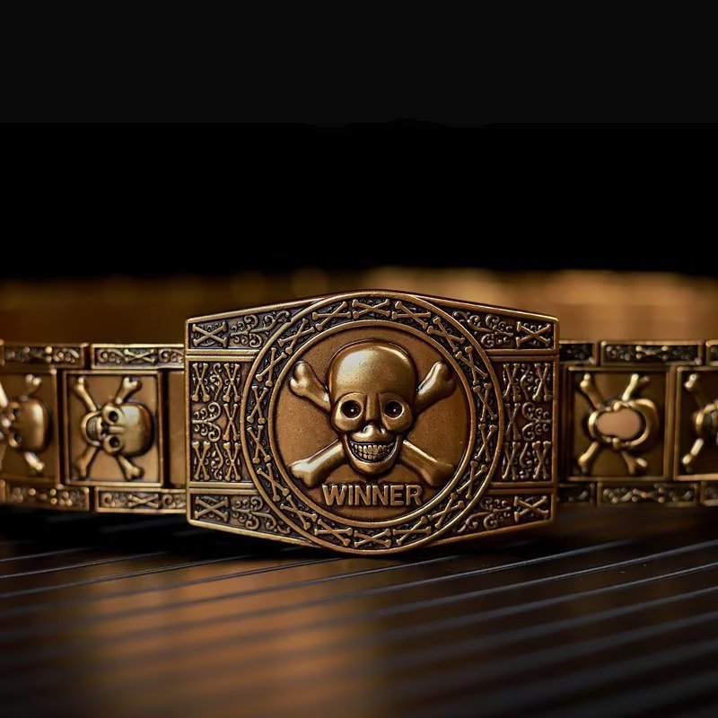 Pánske Opasky Skull & Crossbones Stainless Steel Edgy Buckle Belt - Zlatá