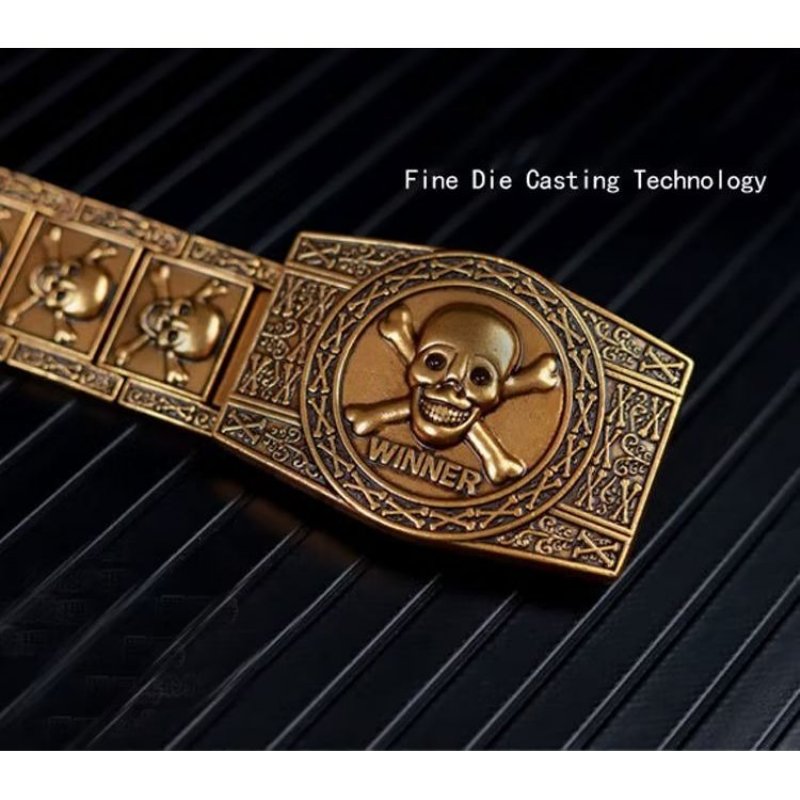 Pánske Opasky Skull & Crossbones Stainless Steel Edgy Buckle Belt - Zlatá