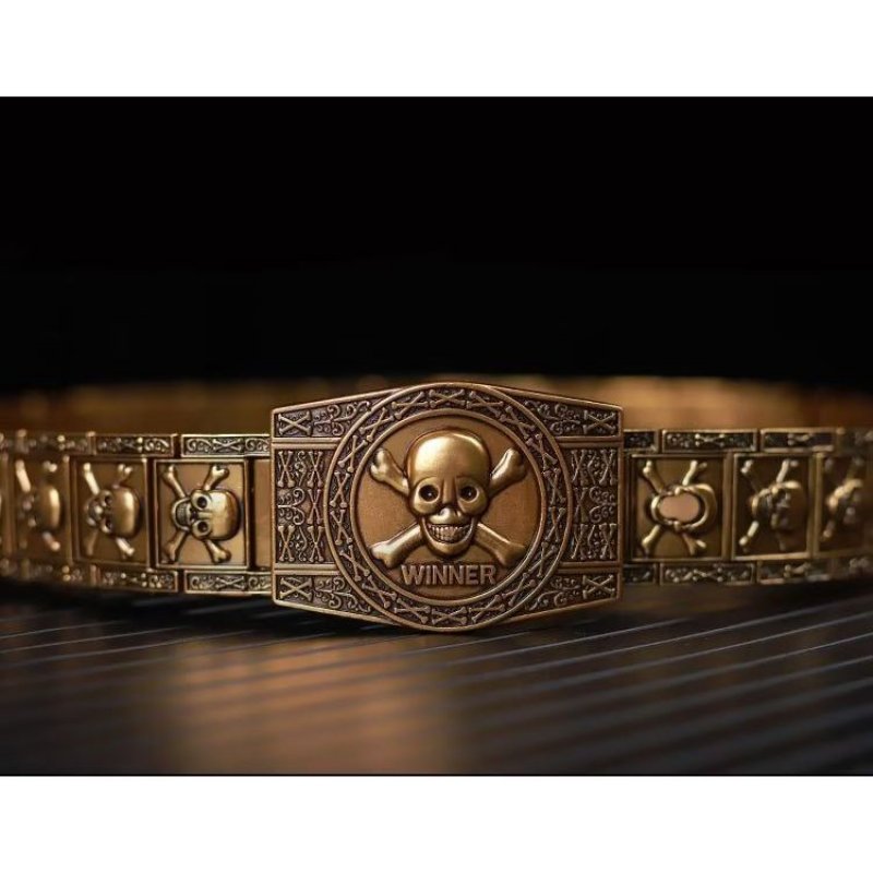 Pánske Opasky Skull & Crossbones Stainless Steel Edgy Buckle Belt - Zlatá