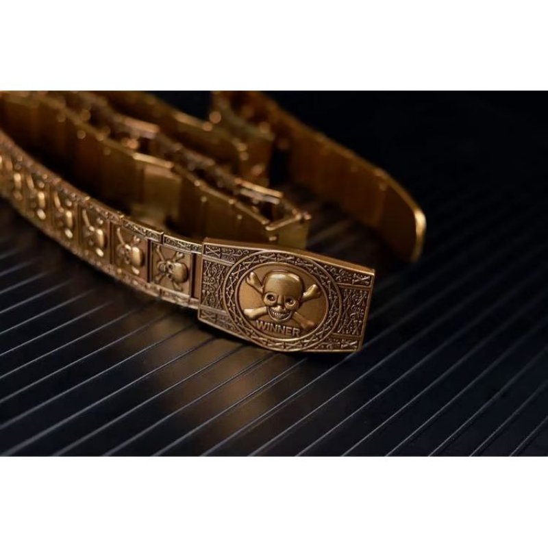 Pánske Opasky Skull & Crossbones Stainless Steel Edgy Buckle Belt - Zlatá