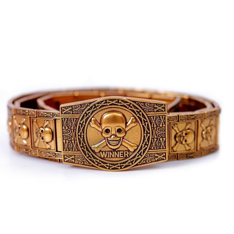 Pánske Opasky Skull & Crossbones Stainless Steel Edgy Buckle Belt - Zlatá