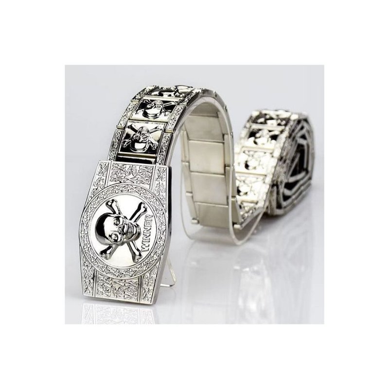 Pánske Opasky Skull & Crossbones Stainless Steel Edgy Buckle Belt - Sivá