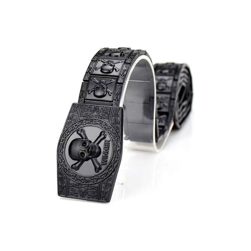 Pánske Opasky Skull & Crossbones Stainless Steel Edgy Buckle Belt - Čierna