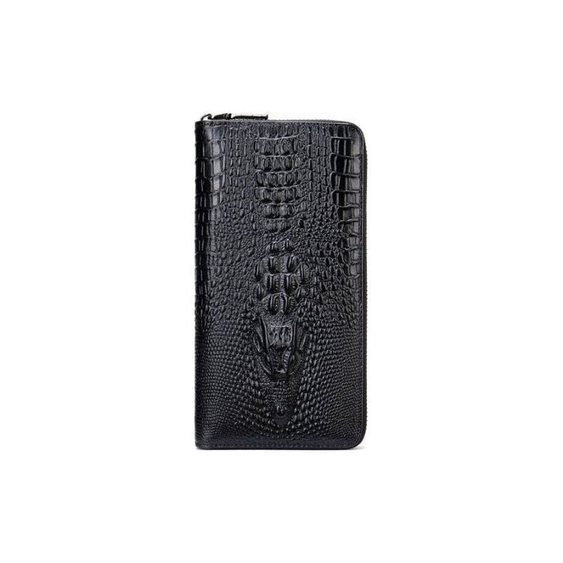 Pánske Peňaženky Luxusná Croczip Striped Long Wallet - Čierna