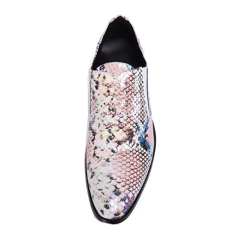Pánske Spoločenské Topánky Luxusné Elegantné Nazúvacie S Exotickým Vzorom - Ružová