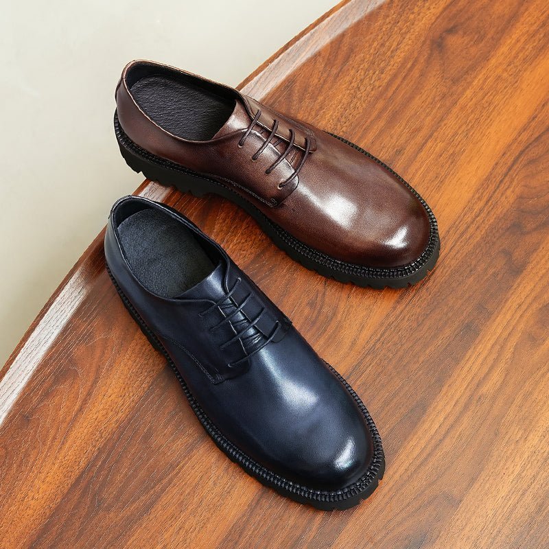 Pánske Spoločenské Topánky Luxusné Šnurovacie Brogue Oxford - Káva