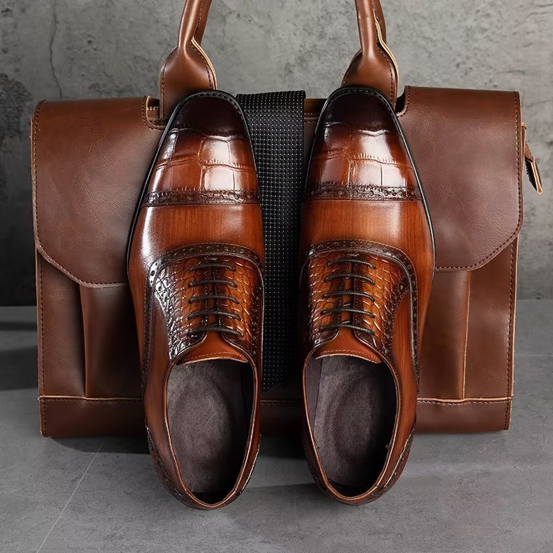 Pánske Spoločenské Topánky Opulentné Croctex Oxford - Káva