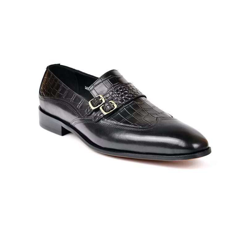 Pánske Spoločenské Topánky S Okrúhlou Špičkou Monkstrap - Čierna