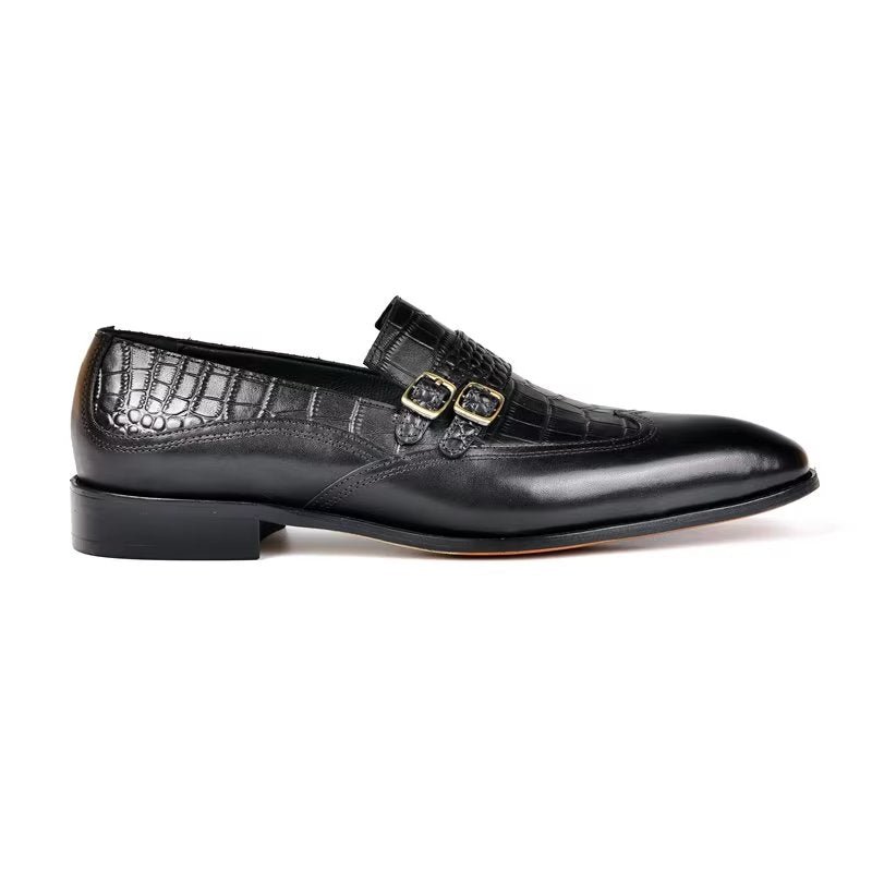 Pánske Spoločenské Topánky S Okrúhlou Špičkou Monkstrap - Čierna