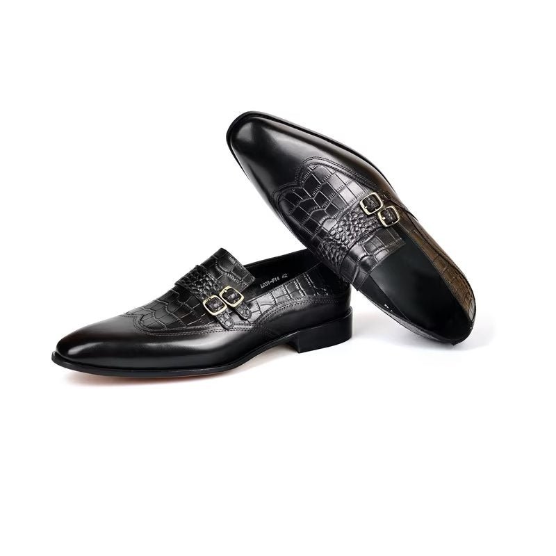 Pánske Spoločenské Topánky S Okrúhlou Špičkou Monkstrap - Čierna