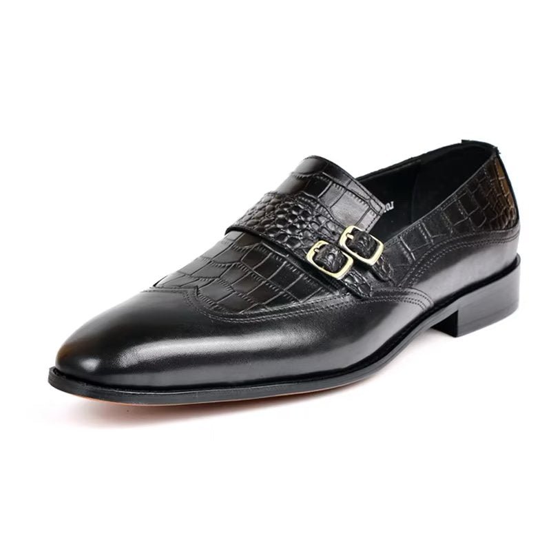 Pánske Spoločenské Topánky S Okrúhlou Špičkou Monkstrap - Čierna