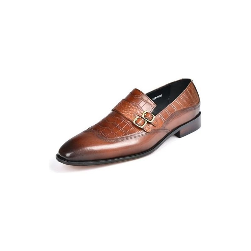 Pánske Spoločenské Topánky S Okrúhlou Špičkou Monkstrap - Káva
