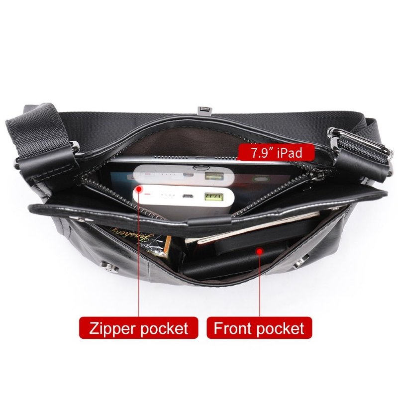 Pánske Tašky Cez Rameno Crossbody Messenger So Zipsom - Čierna