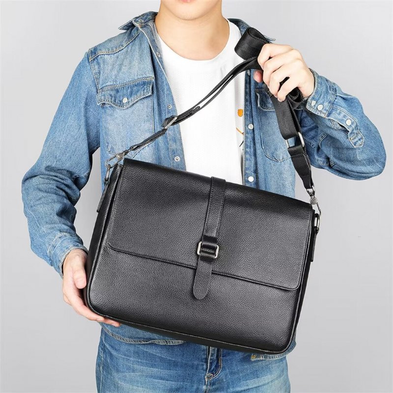 Pánske Tašky Cez Rameno Executive Elite Alligator Leather Bag - Čierna