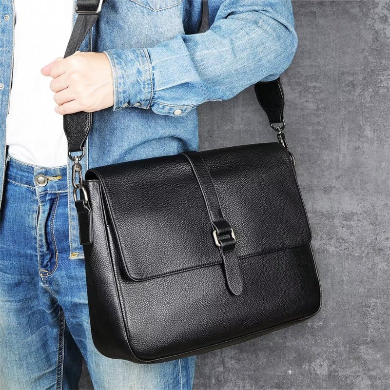 Pánske Tašky Cez Rameno Executive Elite Alligator Leather Bag - Čierna