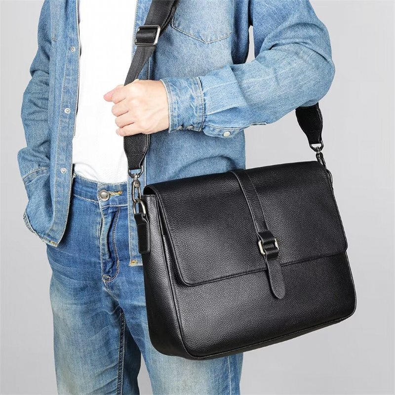 Pánske Tašky Cez Rameno Executive Elite Alligator Leather Bag - Čierna