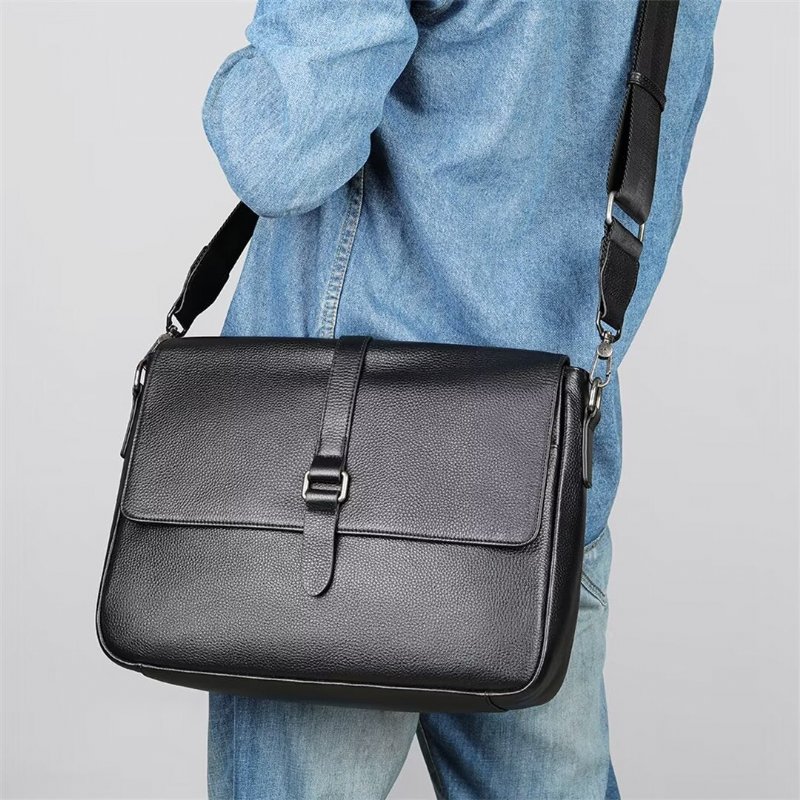 Pánske Tašky Cez Rameno Executive Elite Alligator Leather Bag - Čierna