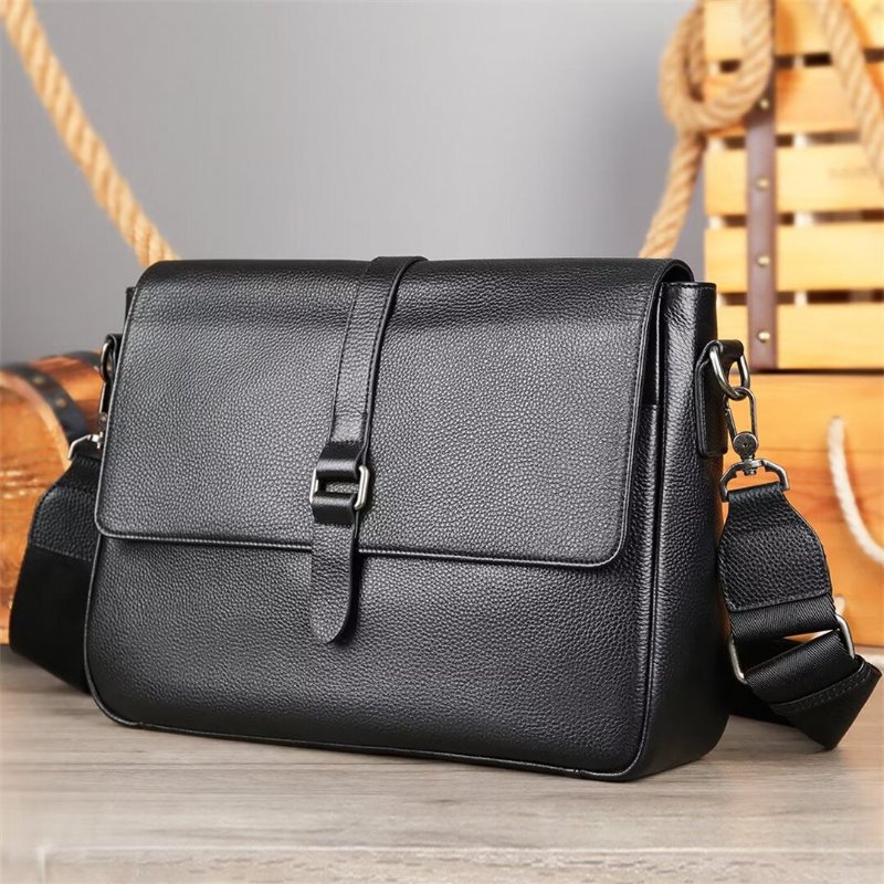 Pánske Tašky Cez Rameno Executive Elite Alligator Leather Bag - Čierna