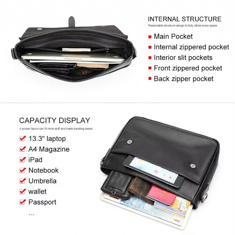 Pánske Tašky Cez Rameno Executive Elite Alligator Leather Bag - Čierna