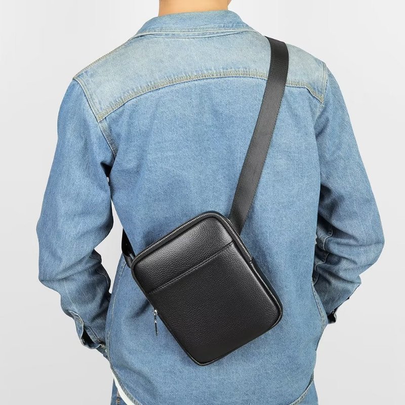 Pánske Tašky Cez Rameno Luxusná Crossbody Kabelka S Chlopňou - Čierna