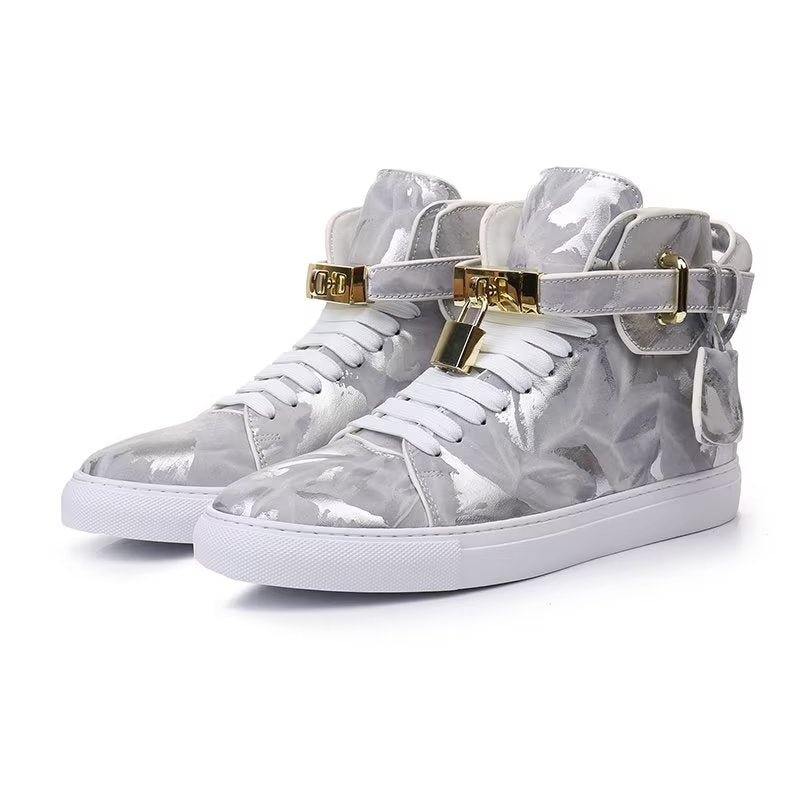 Pánske Tenisky Graffiti Elite Cow Leather High Top Kicks - Sivá