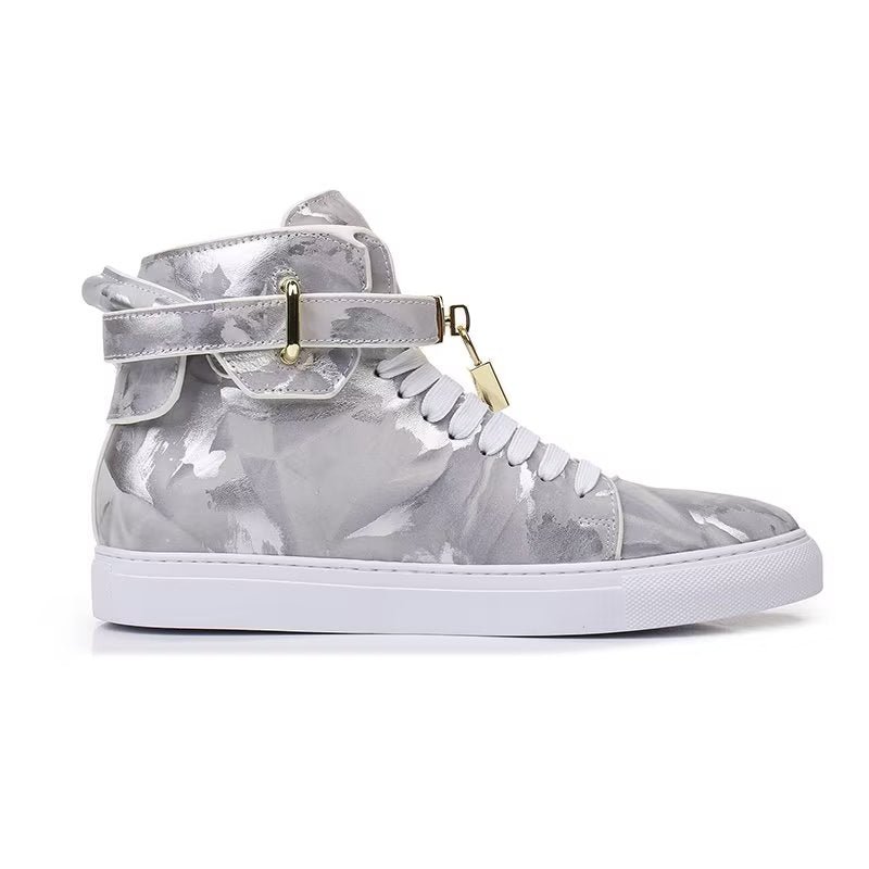 Pánske Tenisky Graffiti Elite Cow Leather High Top Kicks - Sivá