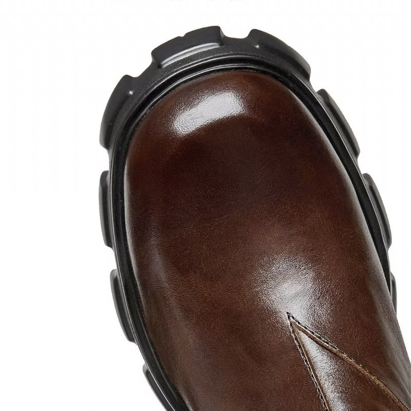 Pánske Čižmy Elegantné Vintage Martin S Krátkym Zipsom Z Hovädzej Kože - Hnedá