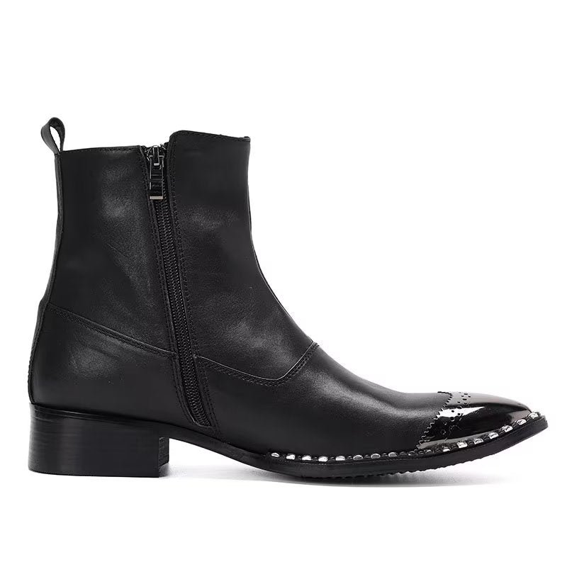Pánske Čižmy Na Zips Členkové Elegantná Obuv Essential - Čierna